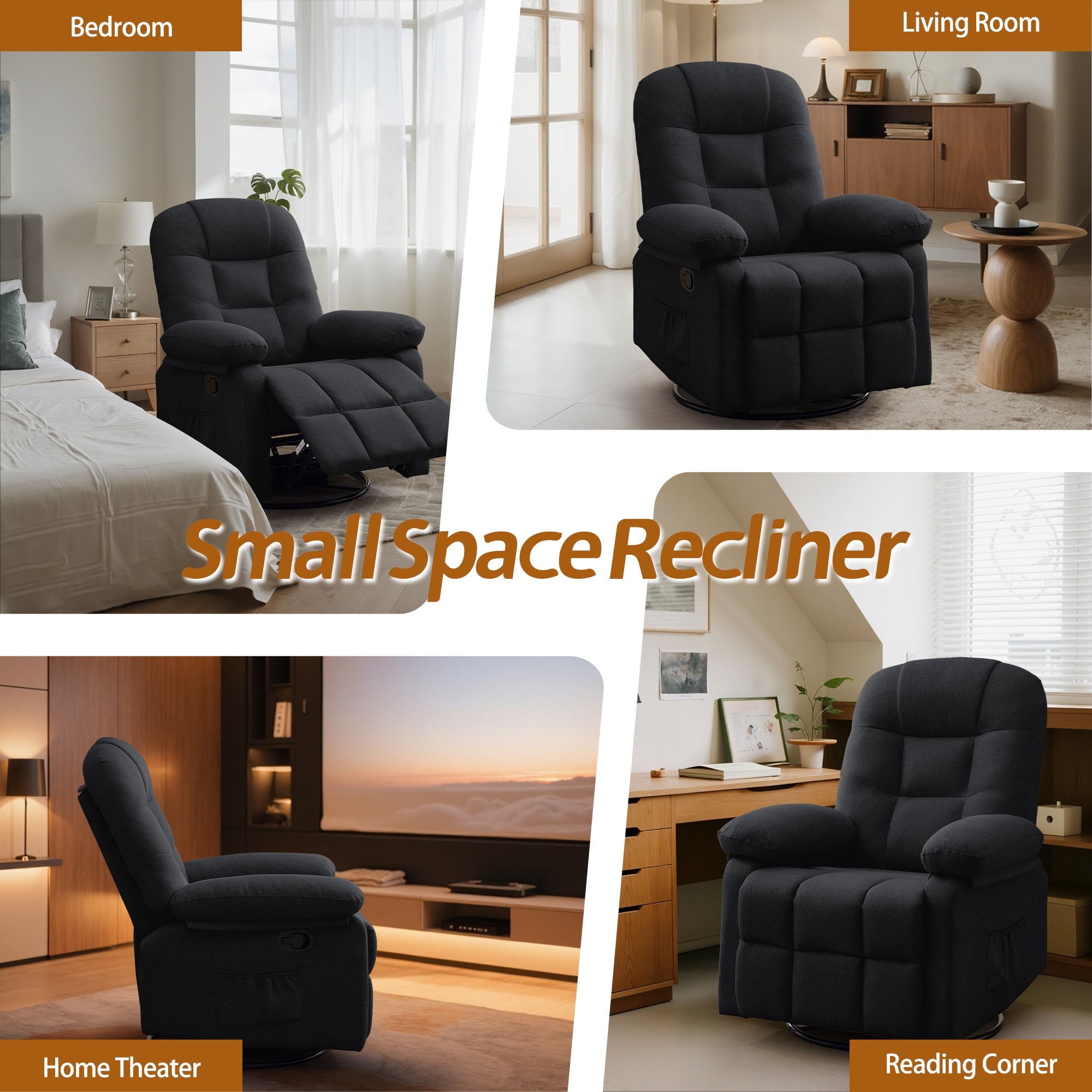 Korser Manual Swivel Rocker Recliner Comfort Chair for Living Room