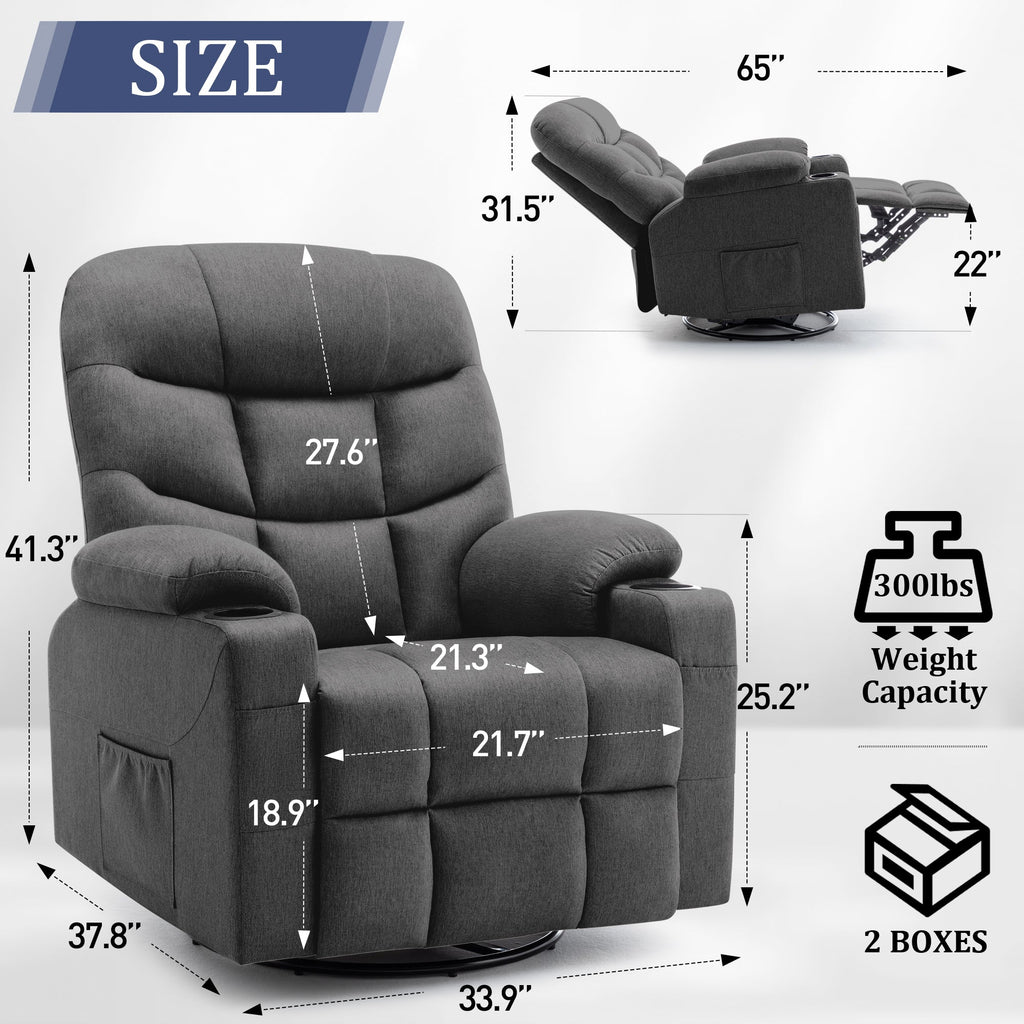 KORSER 360° Swivel Recliner Chairs for Adults