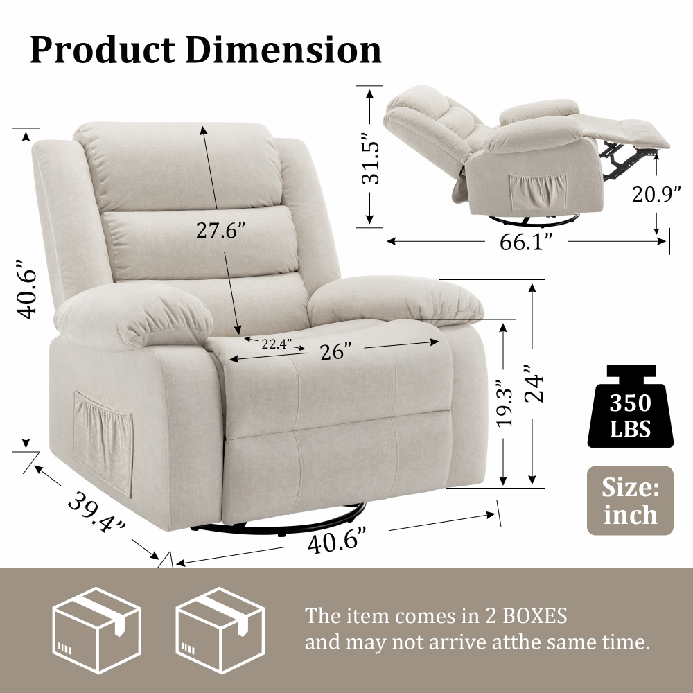 Korser Oversized Manual Swivel Rocker