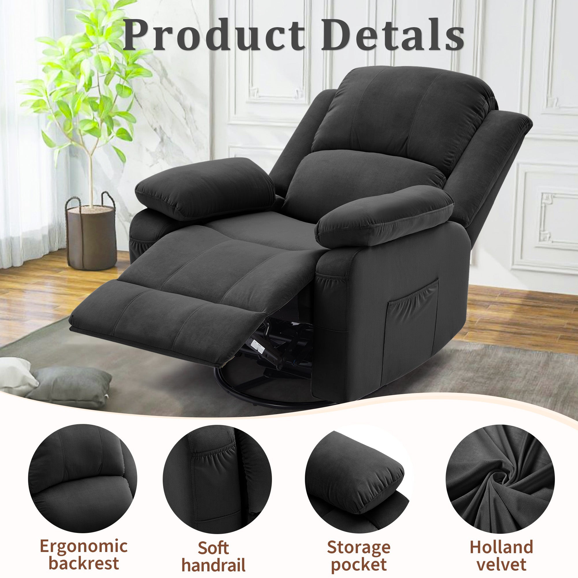 Korser Swivel Recliner Chair