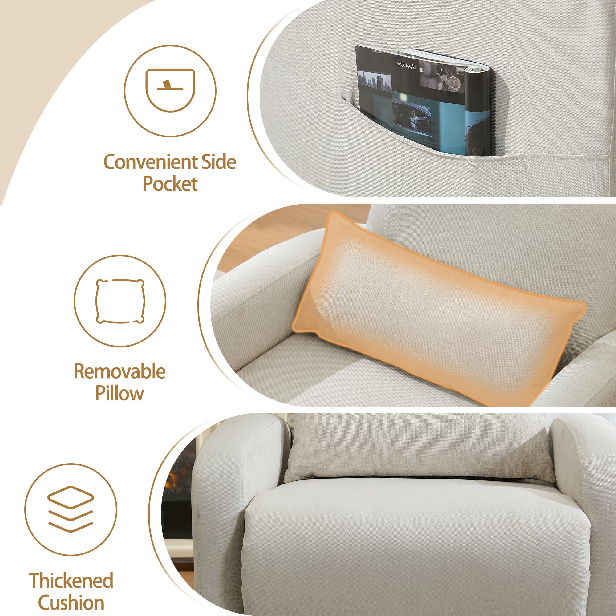 Korser Small Recliner Chair for Small Spaces Linen