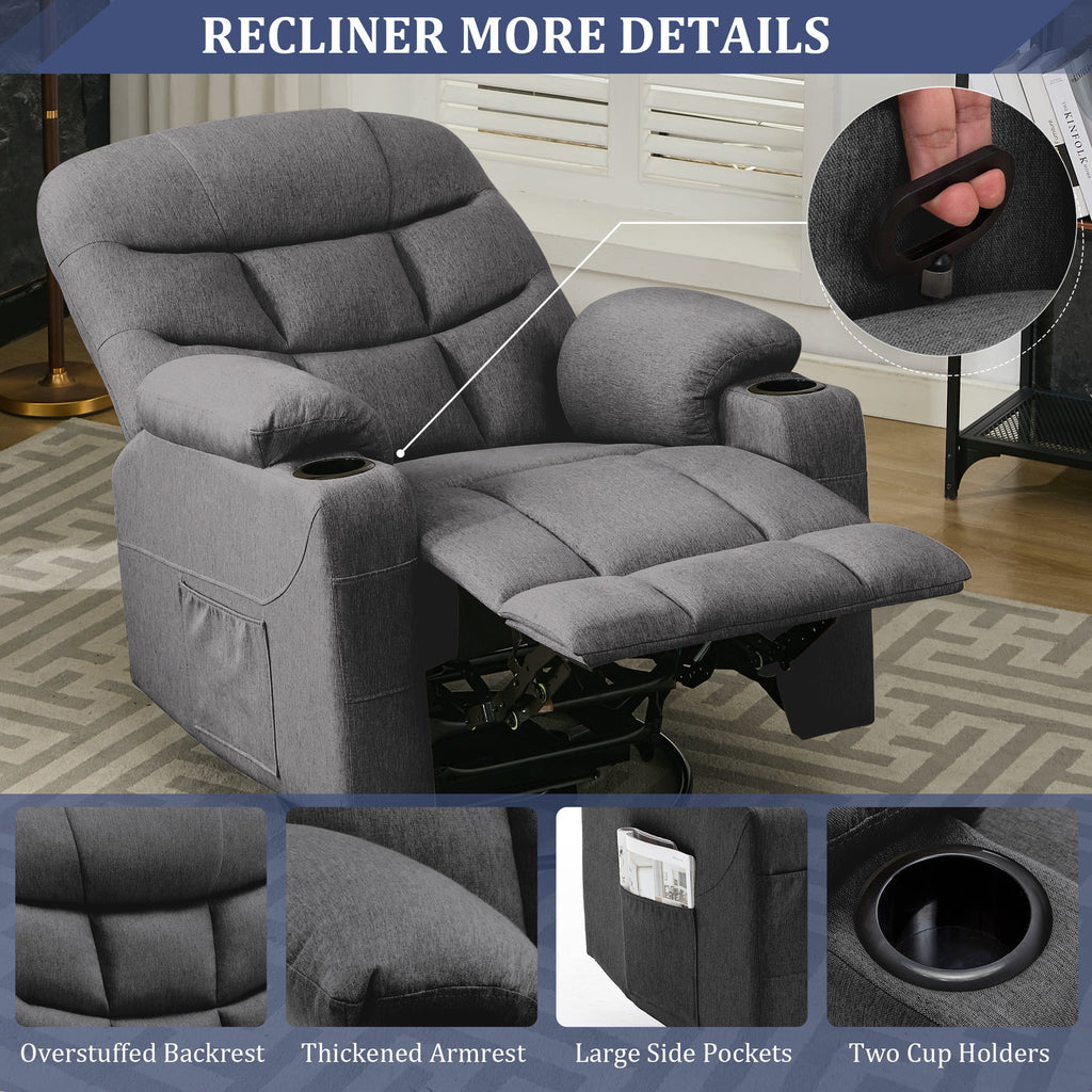 KORSER 360° Swivel Recliner Chairs for Adults