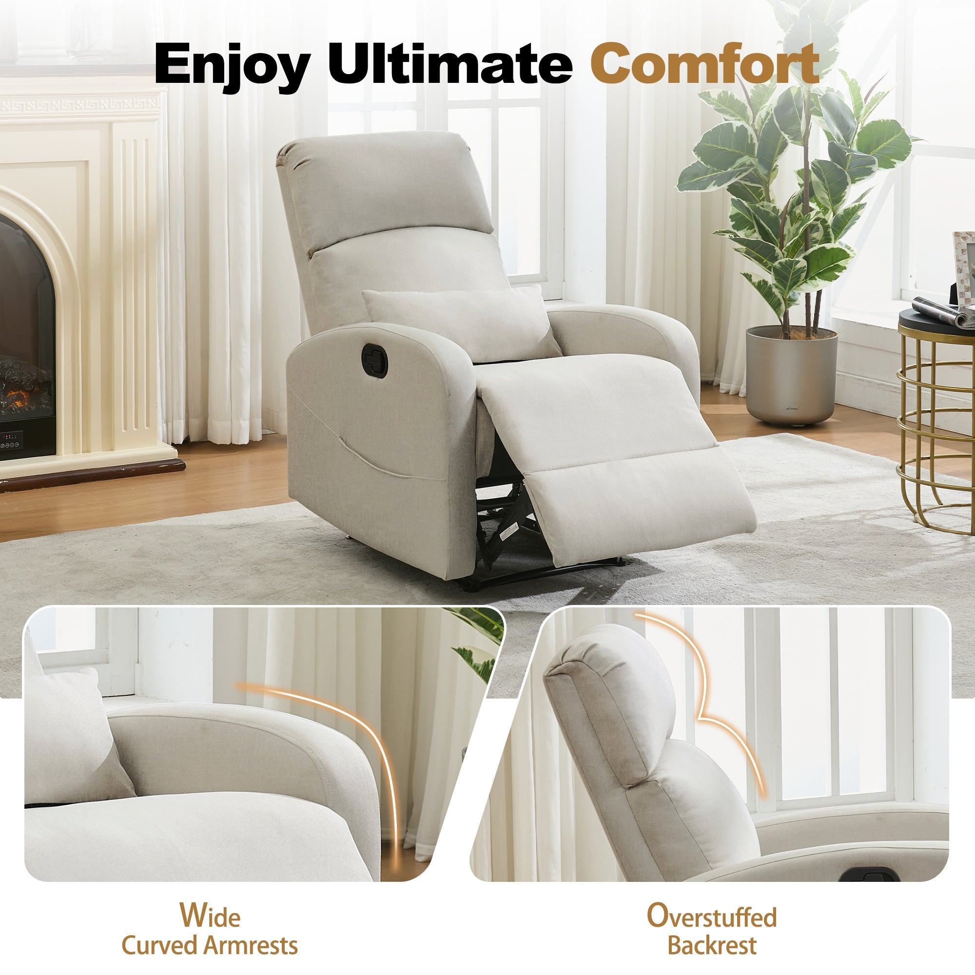 Korser Small Recliner Chair for Small Spaces Linen
