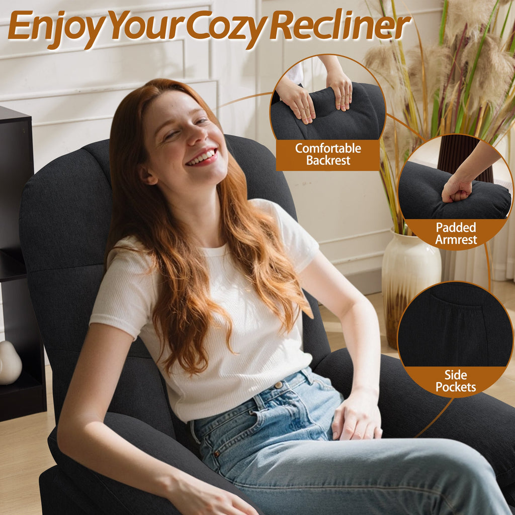Korser Manual Swivel Rocker Recliner Comfort Chair for Living Room