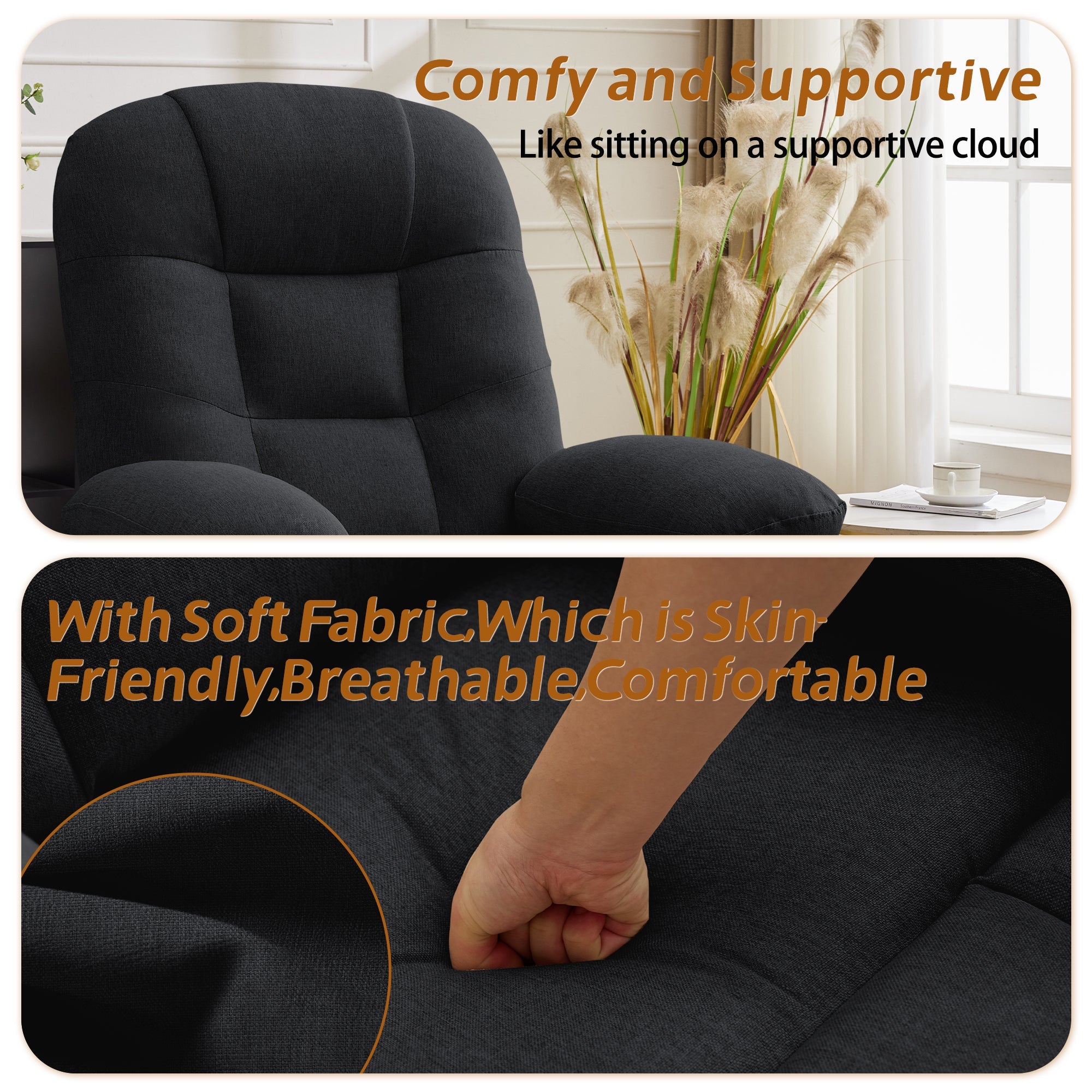 Korser Manual Swivel Rocker Recliner Comfort Chair for Living Room