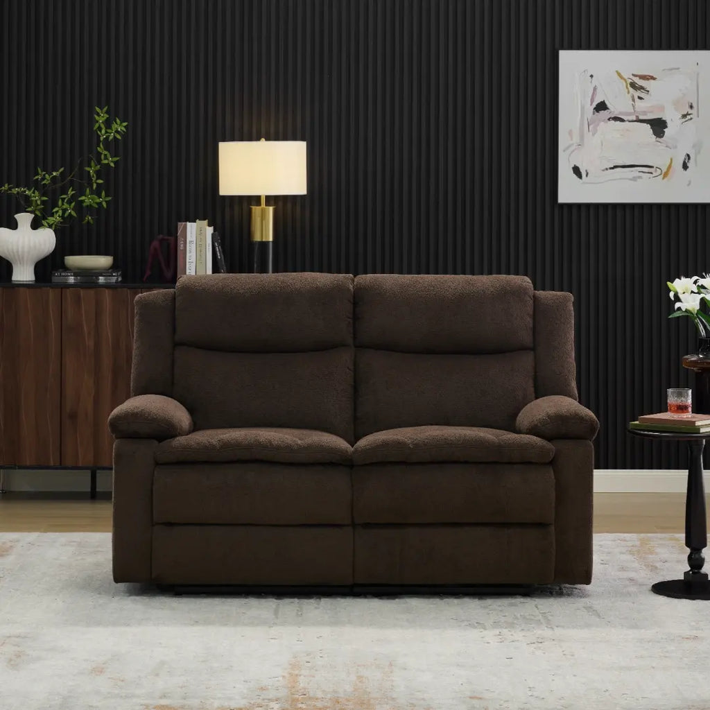 Front view of Korser Marlow brown 2-seat modular sectional sofa