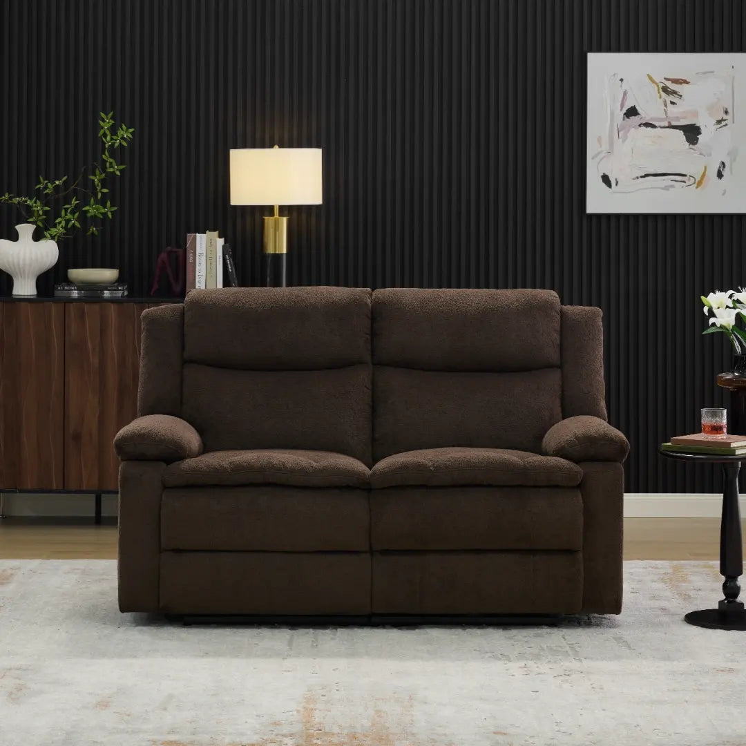 Front view of Korser Marlow brown 2-seat modular sectional sofa