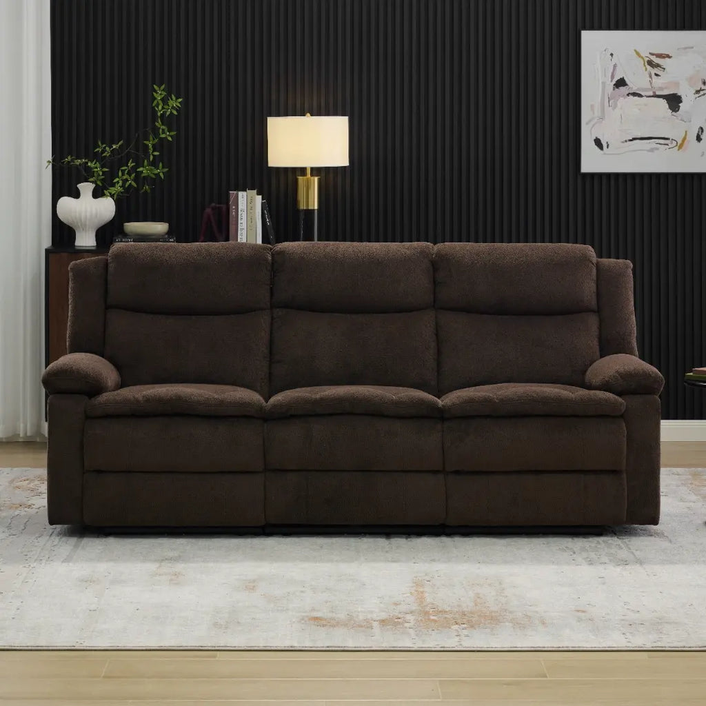 Front view of Korser Marlow brown 3-seat modular sectional sofa